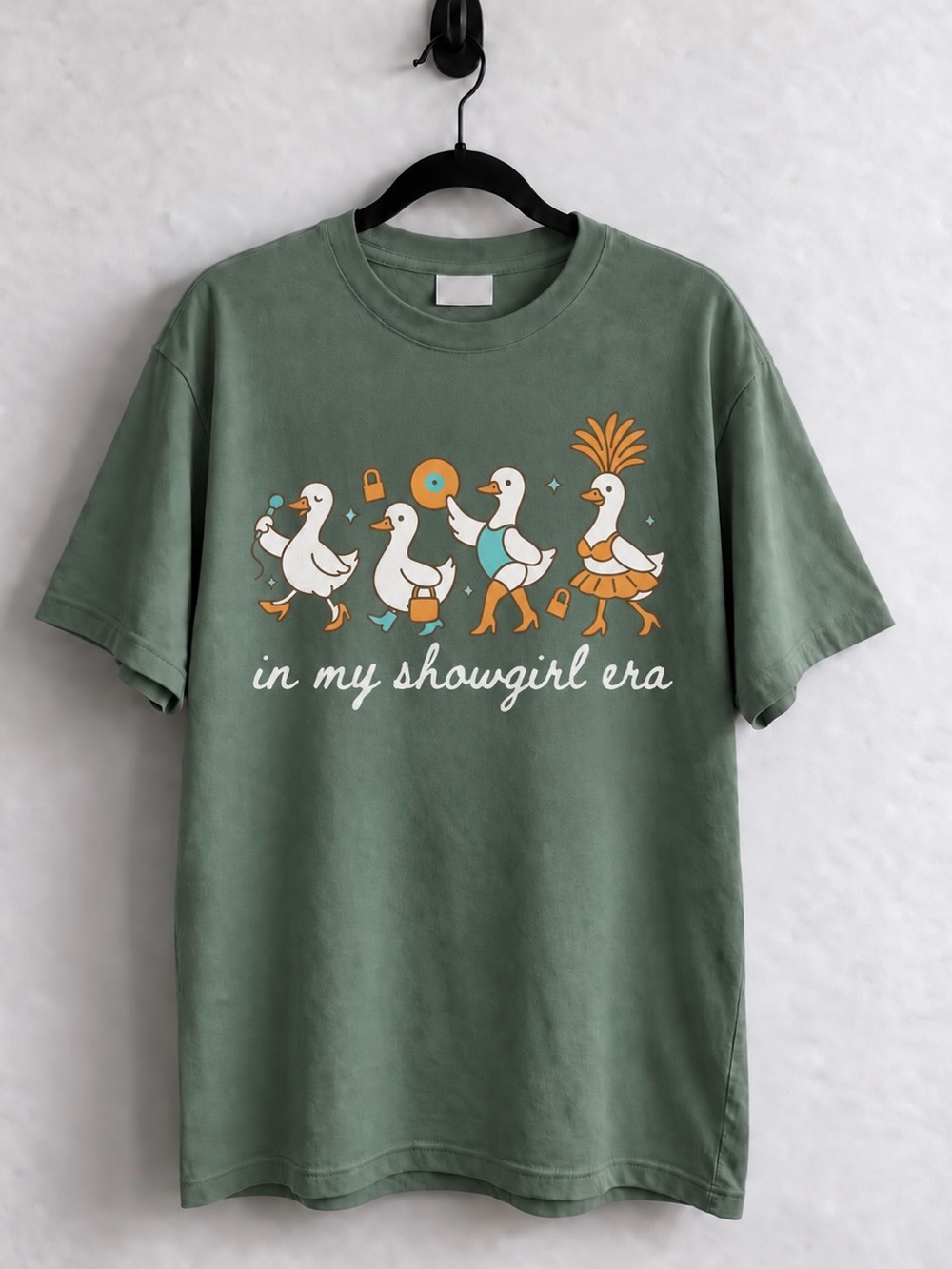 In My Showgirl Era Duck Pop Culture Military Green Aesthetic Reprint Tee